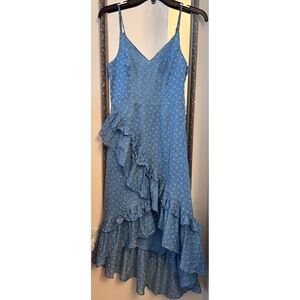Loveshackfancy “Maya” Blue Printed Ruffle Dress
